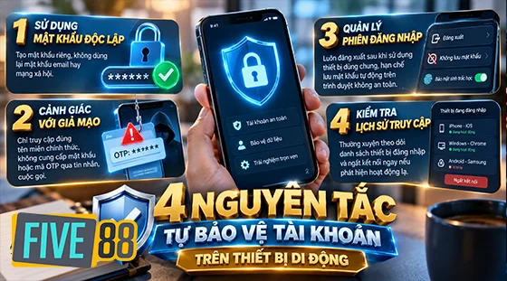 4 nguyên tắc tự bảo vệ tài khoản trên thiết bị di động